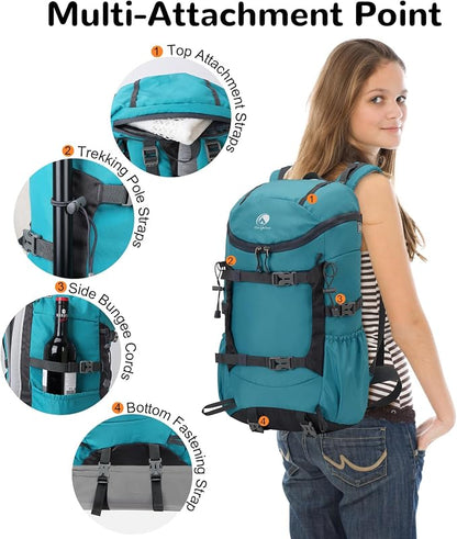 30L Skateboard Backpack for Men Women, Waterproof Hiking Backpack - Image 4