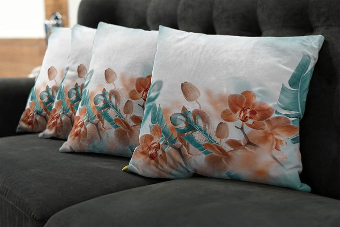 Ambesonne Tropical Throw Pillow Cushion Case Pack of 4, Exotic Orchids Blossom - Image 7
