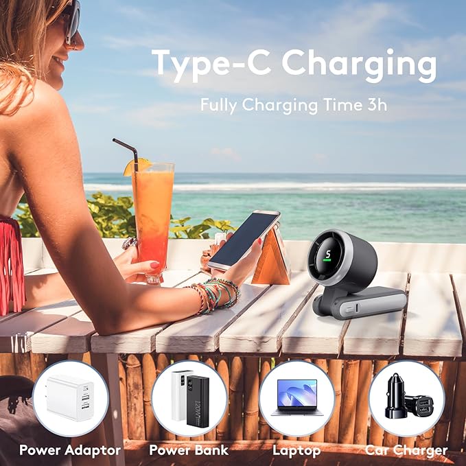 Portable Handheld Mini Fan, Foldable Powerful Winds Turbo Fans, 10000mAh - Image 7