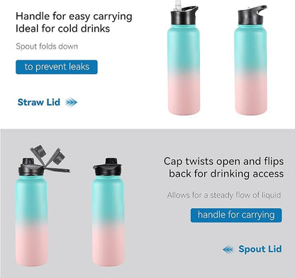 VEGOND 40 oz Insulated Water Bottle Stainless Steel Metal Water Bottles - Image 5
