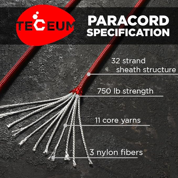 TECEUM 5/32" Paracord Rope 1000 – 1000ft / 200ft / 100ft / 50ft – Tactical - Image 2