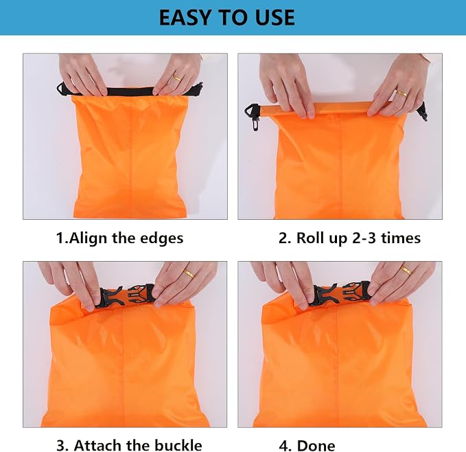 Pimoys 6 Pack Waterproof Dry Bags, Lightweight Outdoor Dry Sacks Ultimate Dry - Image 3