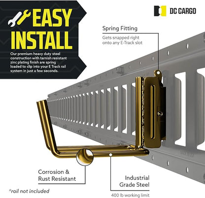 DC Cargo Mall E Track Tool Hooks 6.5” Deep – Heavy Duty Black Powder-Coated - Image 3