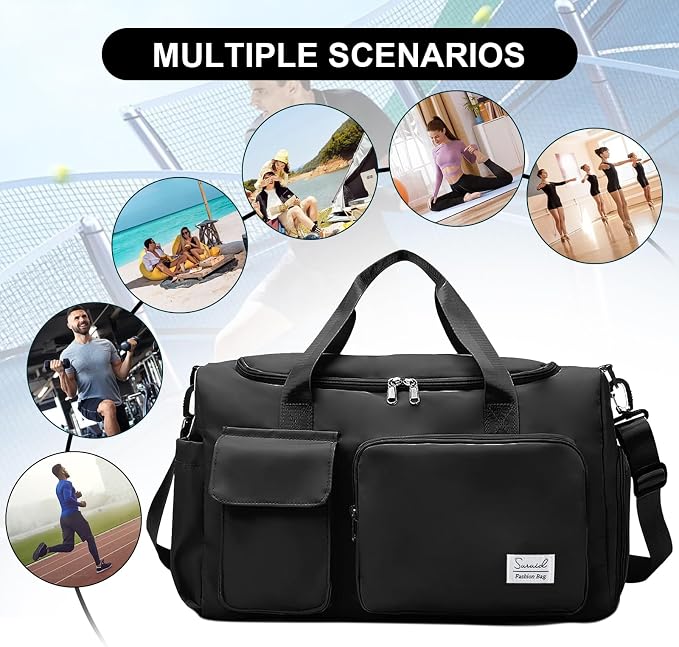 Suruid Gym Bag for Women Men, Travel Duffle Bag Large Capacity Carry On - Image 7