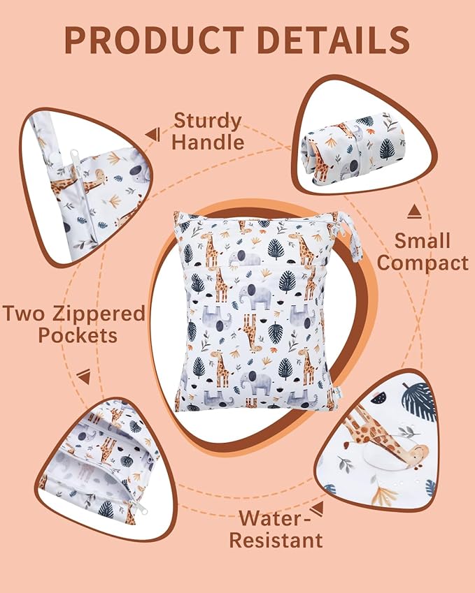 babygoal Animal Wet Dry Bags 3 Pack, Waterproof Travel Bags - Image 2