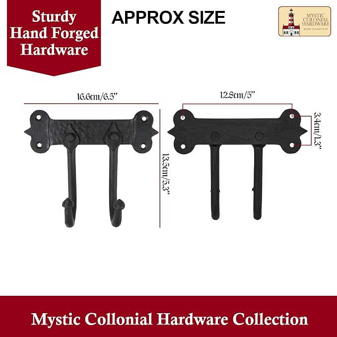 Mystic Colonial Rustic Cast Iron Wall Hanger – Heavy Duty Retro Utility Hooks - Image 3