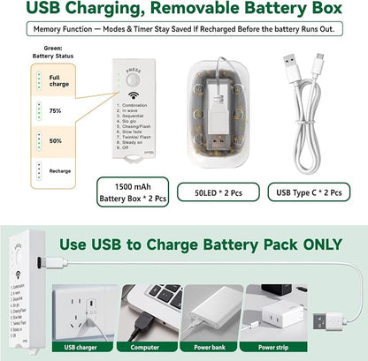 HXWEIYE Rechargeable Fairy Lights Battery Operated, DIY Timer & 8 Modes - Image 6