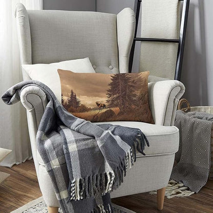 TKS MITLAN Brown Deer Pillow Cover 12x20 inch Elk in The Rocky Mountains Rocks - Image 3