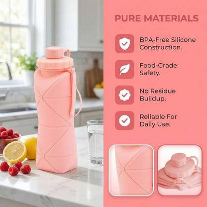 Collapsible Travel Water Bottle 20oz, Foldable Silicone Lightweight Reusable - Image 8