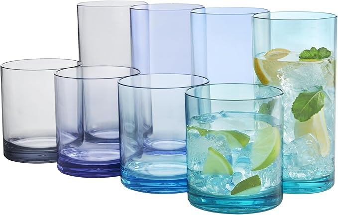 US Acrylic Classic Plastic Reusable Drinking Glasses 12oz Rocks & 16oz Water by USAcrylic