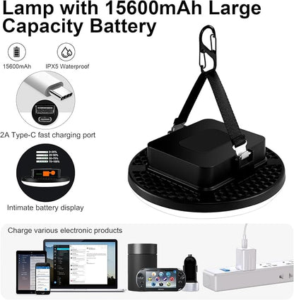 IODOO 16500mAh 60W Rechargeable Camping Light 3000LM 2700/4000/6500K LED - Image 4