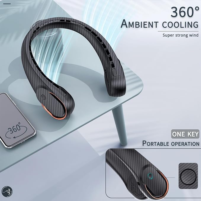 ASNUG Neck Fan, Bladeless Neck Fan, 4000 mAh Rechargeable Personal Fan - Image 5