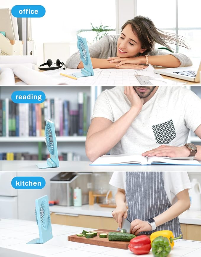 Zuvas Desk Fan Battery Operated Fan Rechargeable 180°Tilt Folding Personal Fan - Image 7