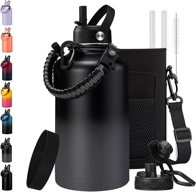 Half Gallon Water Bottle with Straw by BENZZO