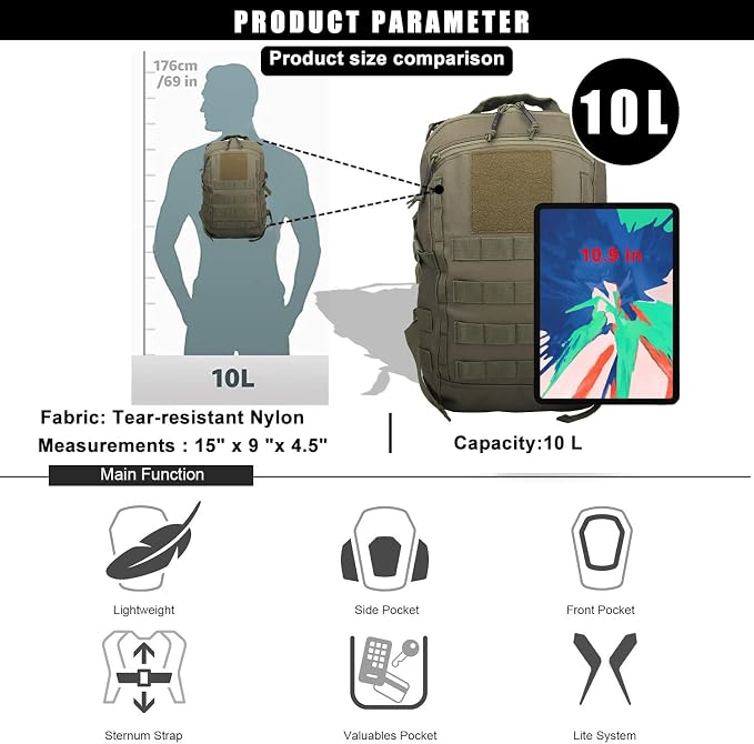 Miramrax 12L Small Backpack Day Pack - Image 6