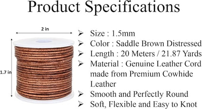 GENIQUE Real/Genuine Round Leather String Cord - Image 3