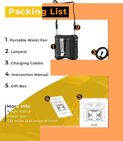 TUNISE Portable Fan with 5-Speed Settings, Dual-Sided Clip on Wearable Belt - Image 8