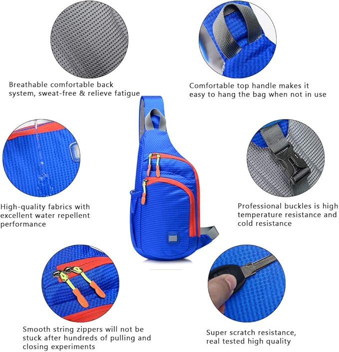 Peicees Small Sling Backpack Waterproof Unisex Shoulder Bag Chest Crossbody - Image 2