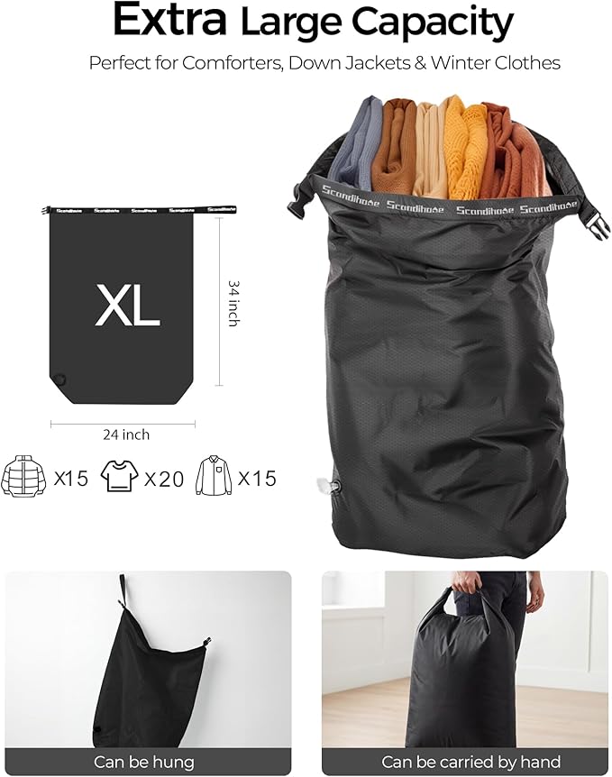 Travel Laundry Bag, Pump-Free Vacuum Compression Dirty Clothes Bag, Extra Large - Image 2