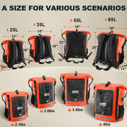 OSAH DRYPAK Waterproof Backpack Dry Bag 25L/35L/55L/85L – Heavy Duty Roll-Top - Image 2