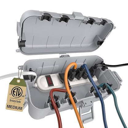 Flemoon Medium Outdoor Electrical Box, IP54 Waterproof Extension Cord Cover w/6 by FLEMOON