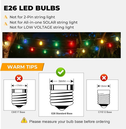 GvvooHome 15 Pack S14 Colored LED String Light Bulbs, 1W Plastic Shatterproof - Image 3