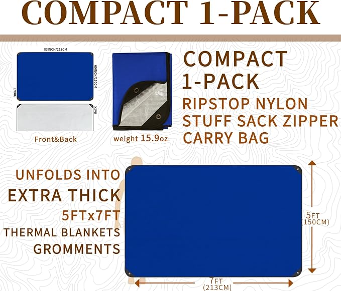 Heavy Duty Survival Blanket -Multifunctional Reflective Tarp Thermal Blanket - Image 2