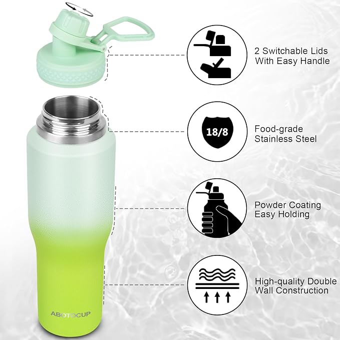ABOTOCUP 32oz Insulated Water Bottle, Fit in Any Car Cup Holder, Water Bottle - Image 5