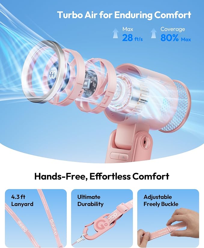 Gaiatop Portable Handheld Turbo Fan, 15 Hrs Cooling, 180° Foldable 4-in-1 Hand - Image 7