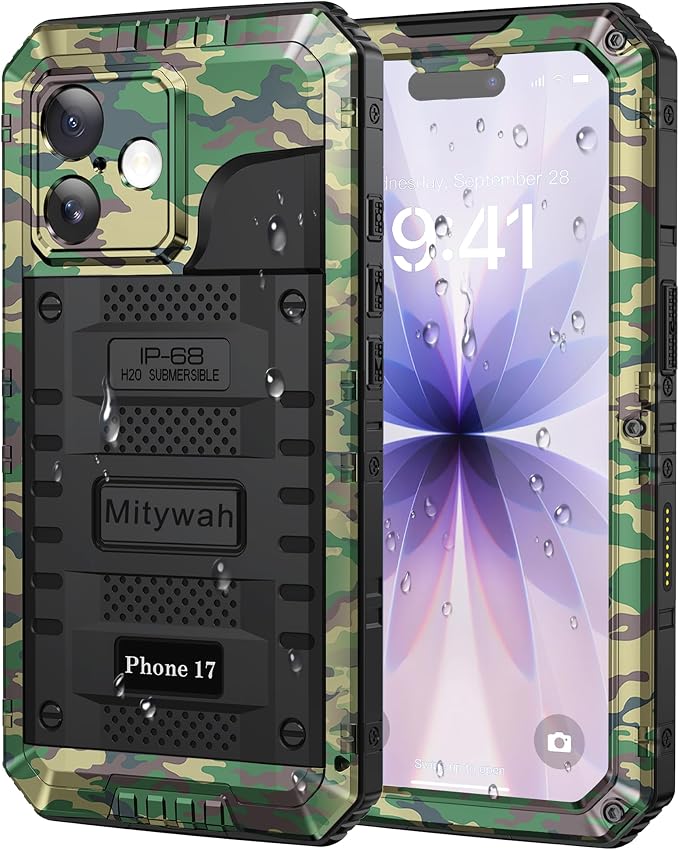 Mitywah Waterproof Case for iPhone 17, Rugged Metal Case by Mitywah