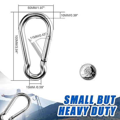 Large Carabiner Clip Hooks, 304 Stainless Steel Spring Snap Hook Fits Camping - Image 3