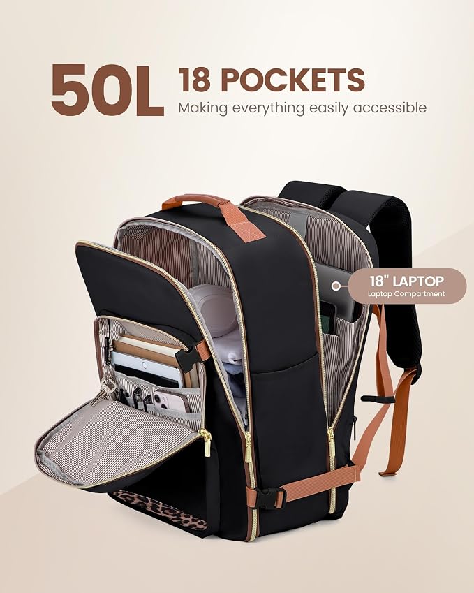 LOVEVOOK Travel Backpack for Women & Men 50L, Airline Approved Carry On - Image 3