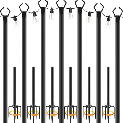 NUERPO 7 Pack String Light Poles, Metal Poles by NUERPO