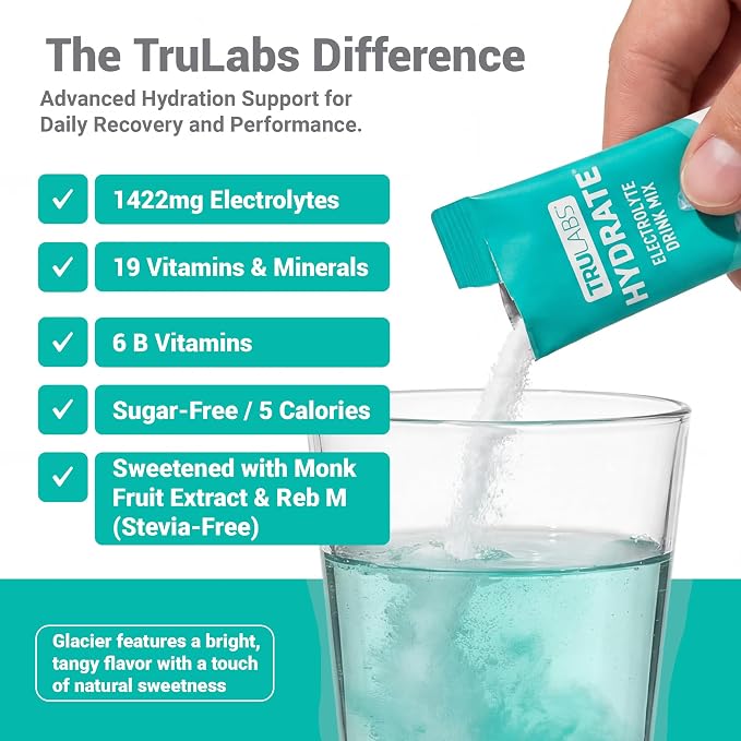TRULABS Hydrate Electrolyte Drink Mix – Glacier Flavor, Sugar-Free Hydration - Image 2