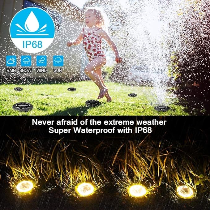 Solar Powered 2Pack, Waterproof LED Outdoor Disk Lights - Image 3