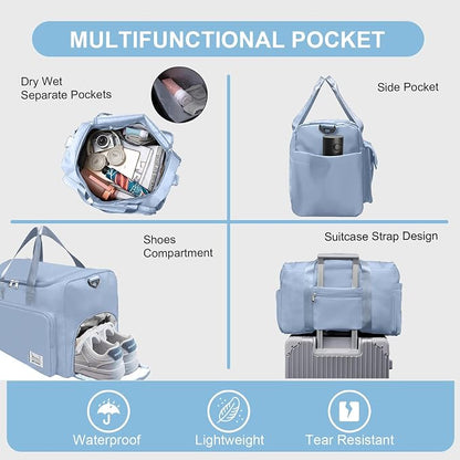 Suruid Gym Bag for Women Men, Travel Duffle Bag Large Capacity Carry On - Image 3