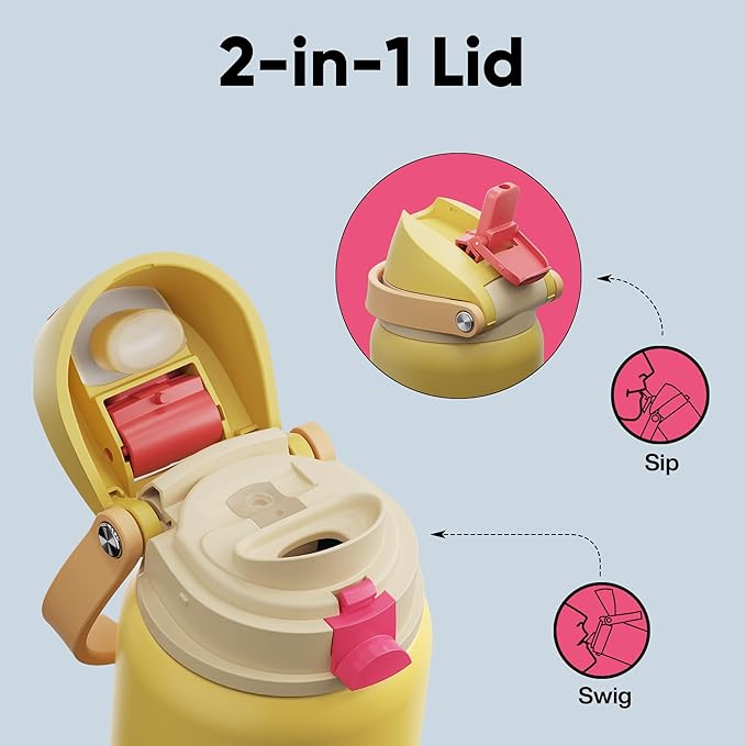 Insulated Water Bottle with Straw - Image 3