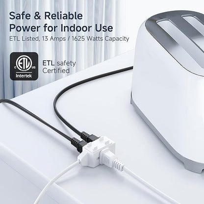 Cable Matters 2-Pack 16 AWG 2 Prong Extension Cord 6 ft, 13A 3-Outlet Extension - Image 4