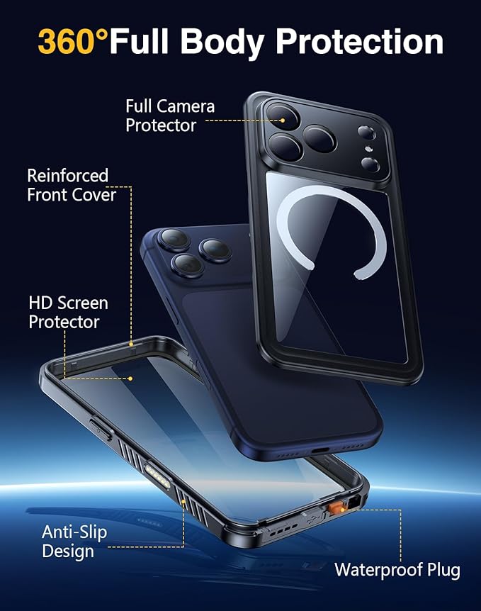 Lanhiem Magnetic for iPhone 17 Pro Case Waterproof, Built in Screen Protector & - Image 6