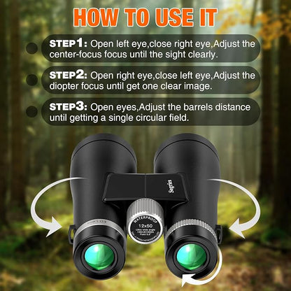 12x50 ED Binoculars for Adults-Professional Roof Prism, HD Optical System - Image 3