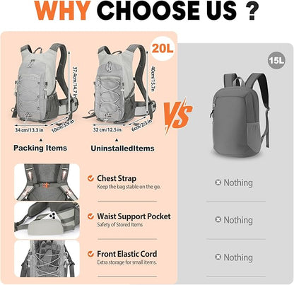 25L Hiking Backpack with Rain Cover Lightweight Hiking Daypack - Image 5