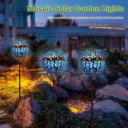 VCUTEKA Solar Outdoor Lights Garden Decor Mosaic Solar Garden Lights Waterproof - Image 4