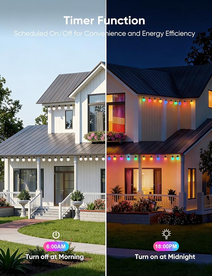 APPECK Outdoor String Lights 150ft, RGBW Color Changing Patio Lights - Image 8