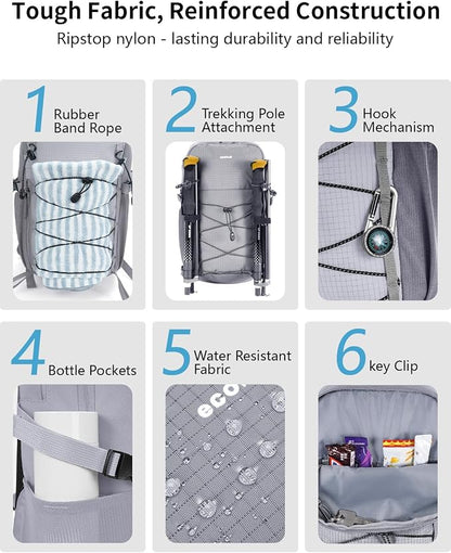 ECOHUB Small Hiking Backpack for Men Women, 20L Lightweight Travel Backpacks - Image 7