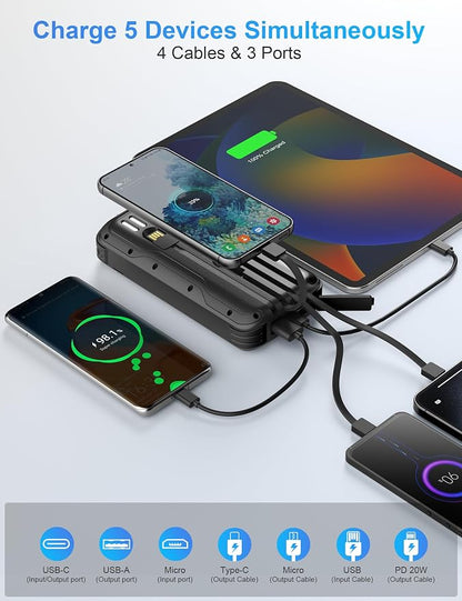 Solar Charger Power Bank, PD 20W Fast Charging External Batter, 40000mAh - Image 2