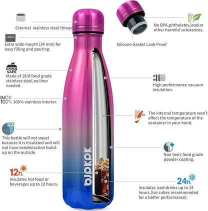 BJPKPK 17oz Insulated Stainless Steel Water Bottle Travel Sports Water Bottles - Image 2
