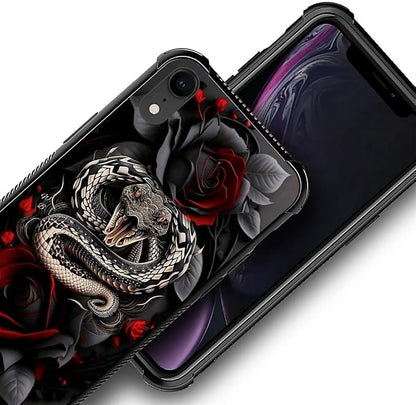 for iPhone XR Case, Entwined Rose Snake Pattern Graphic Design Girl Boy Soft - Image 6