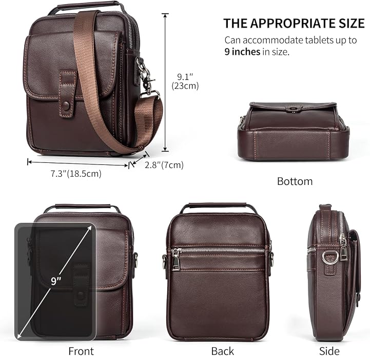 Augus Leather Small Messenger Bag - Image 7