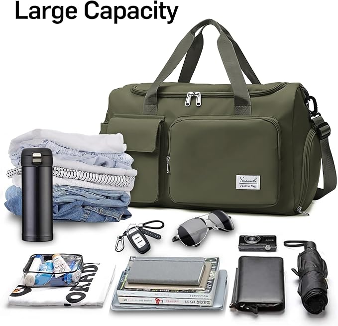 Suruid Travel Duffel Bag with Shoes Compartment Sports Gym Bag with Dry Wet - Image 4