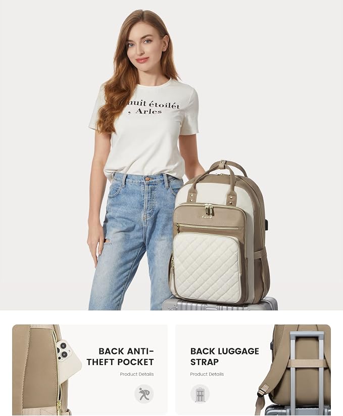 LOVEVOOK Laptop Backpack Purse for Women, Water Resistant Lightweight Daypacks - Image 5